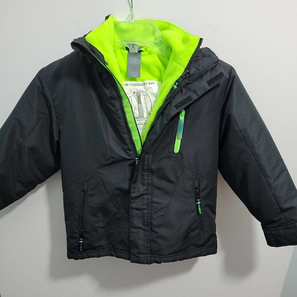 Champion Other - Champion Kids Black & Lime Green 3in1 Puff Jacket Size XS(4-5) 32423-0582